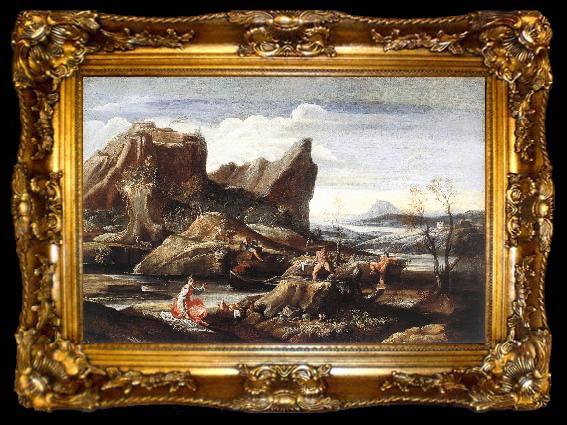 framed  CARRACCI, Antonio Landscape with Bathers dfg, ta009-2